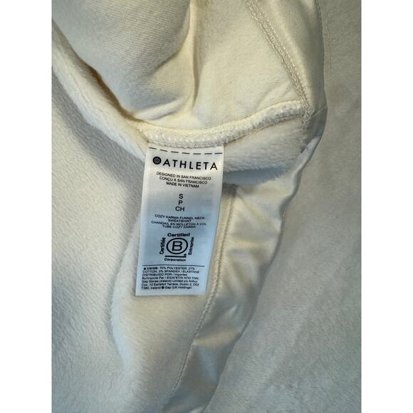 Athleta White Cozy Karma Mock Funnelneck Fleece Lined Sweatshirt Sweater S M - Picture 7 of 9